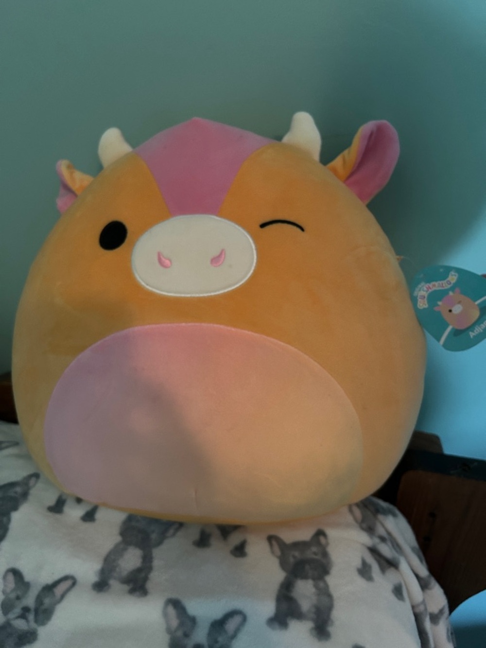 Squishmallows Peach & Pink Winking Cow Plush